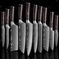Damascus Walnut Knife Set