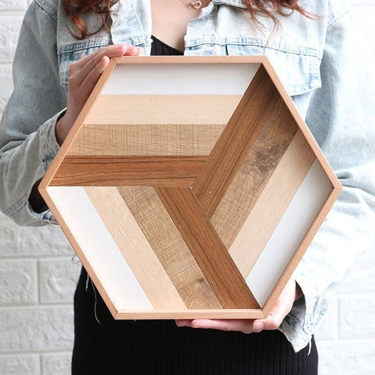 Rustic Visions Hexagonal Wood Tray