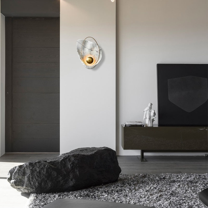 LED Luxury Imitation Marble Wall Lamp Living Room Bedroom Home Decor Light Resin Nordic Hotel Bedside Aisle Corridor Lighting