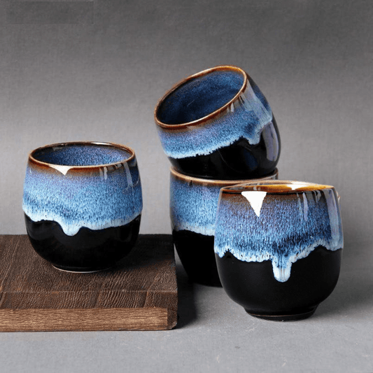 Ocean Waves Handmade Tea Cups